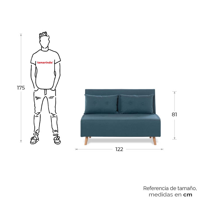 Futon Tela Azul Claro Satek | Sofá Cama y Futones | salas